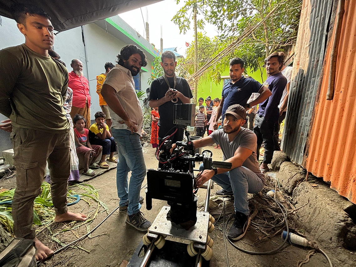 Documentary filmmaking crew working in Bangladesh