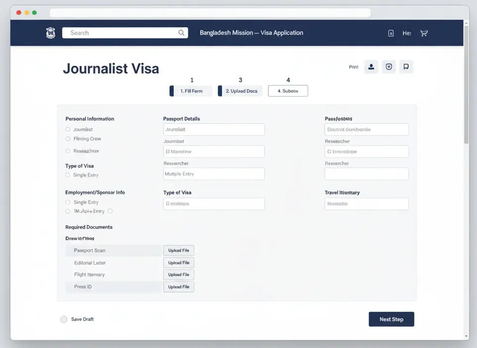 Apply though your nearest Bangladesh mission for journalist visa Bangladesh