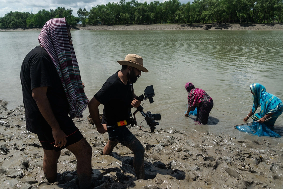 International film crew shooting in Dhaka, Bangladesh with permits
