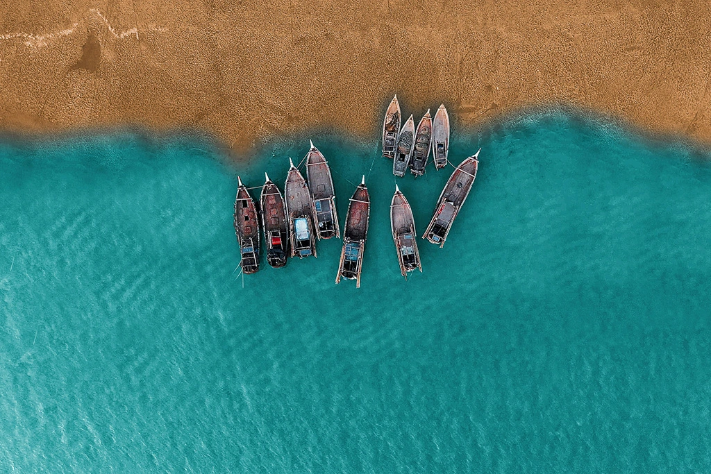 Professional aerial drone photography of Cox's Bazar beach in Bangladesh for tourism and travel content