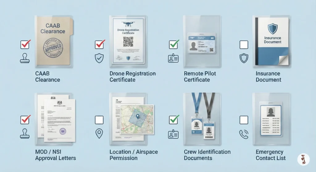 required documents for CAAB drone filming clearances