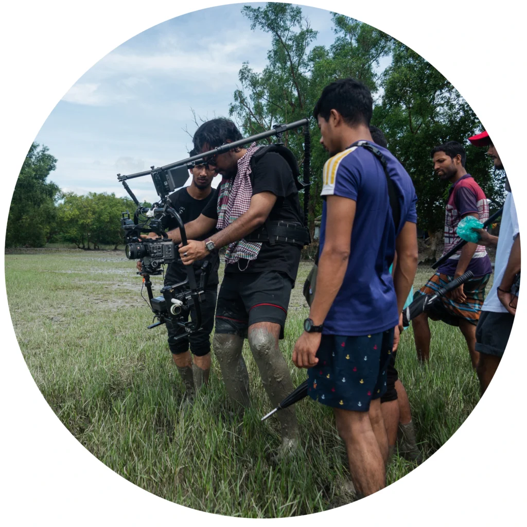 Local fixer guiding an international film crew during on-ground production support in Bangladesh